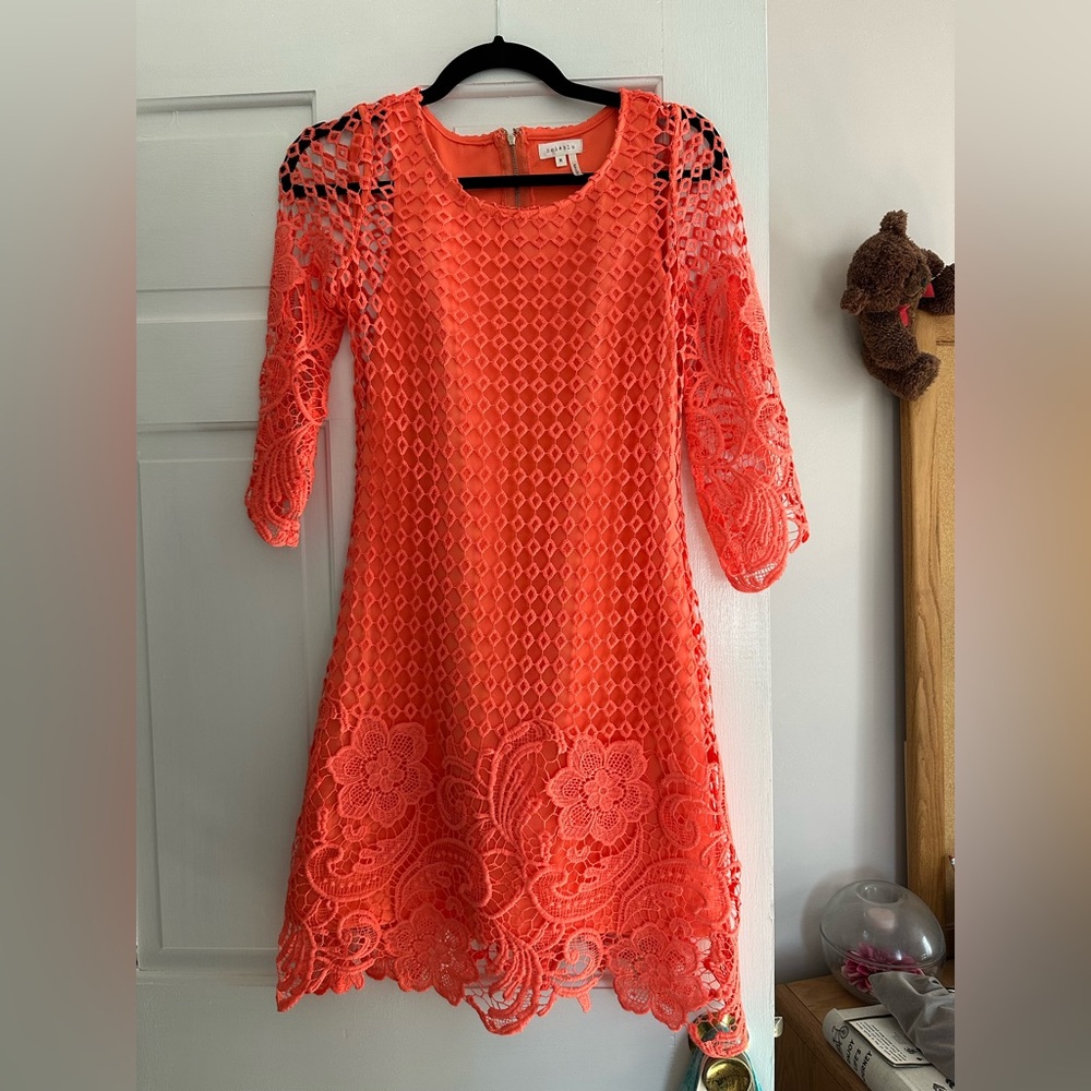 Coral lace dress